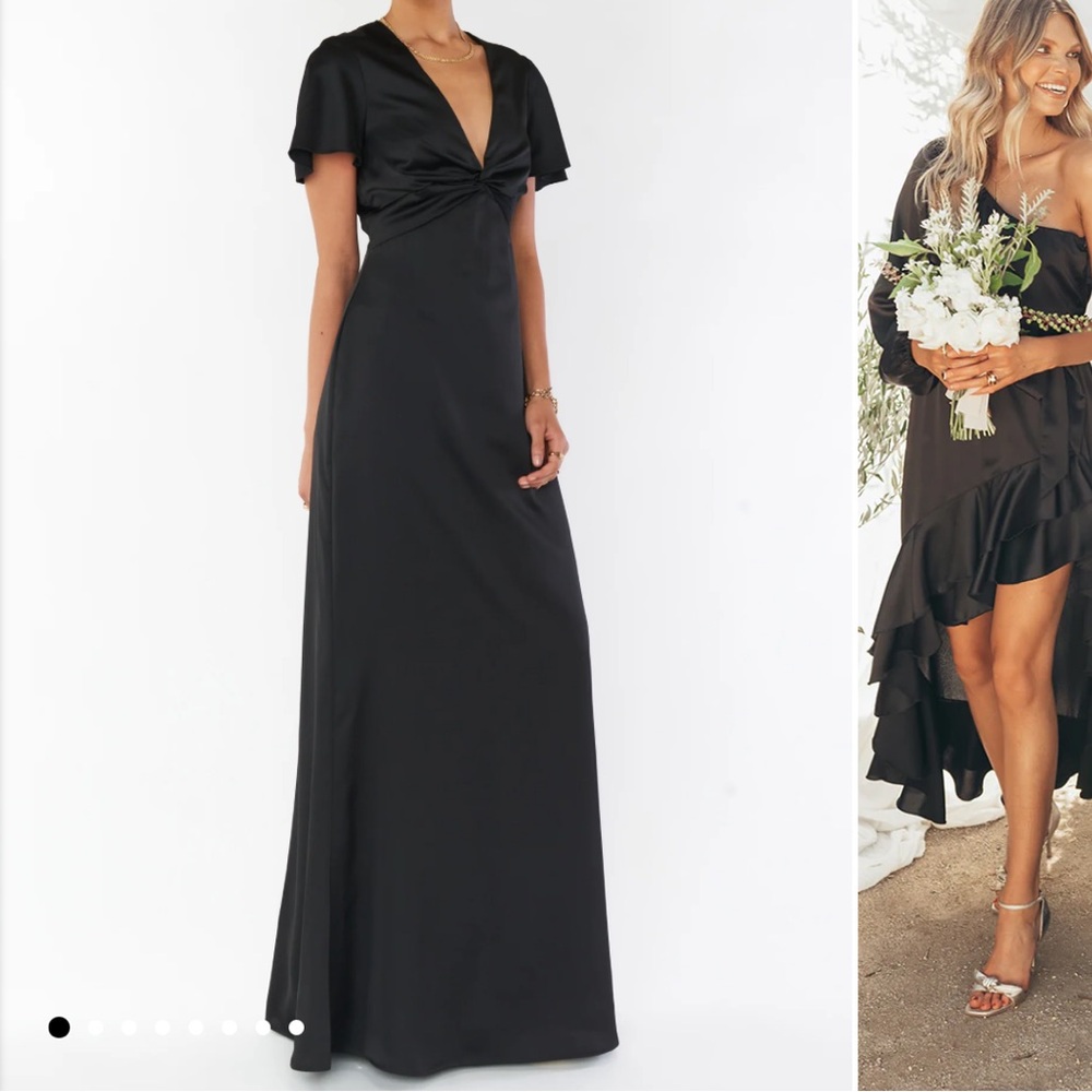 Show Me Your Mumu wedding, bridesmaid black gown 🤍